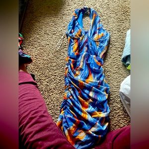 Blue and orange dress